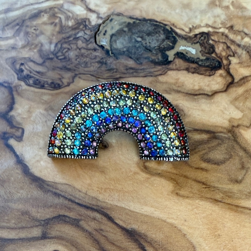 Vintage Star stamped Rainbow Brooch